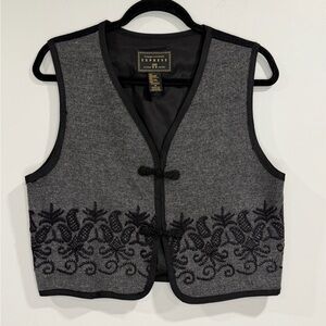 VINTAGE Compagnie Internationale Express Women’s Wool Embroidered Gray Vest Sz M